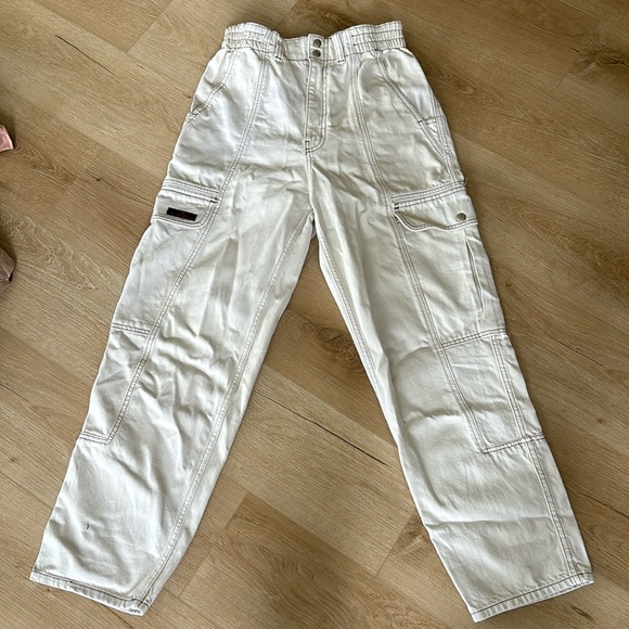 BDG Pants - cream and brown bdg cargo pants